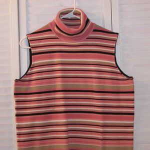 Sleeveless Sweater Tank Top Requiremets L Knit Turtleneck Striped --Like New